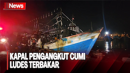  Detik-Detik Kapal Pengangkut Cumi Ludes Terbakar di Pelabuhan Muara Baru 