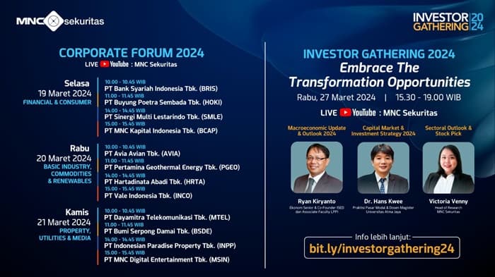 MNC Sekuritas Gelar Acara Tahunan Investor Gathering dan Corporate Forum 2024, Bisa Disaksikan di YouTube