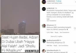 Dubai Diterjang Hujan Badai, Muadzin Ubah Lafal Hayya Alal Falah jadi Shallu Fii Rihalikum