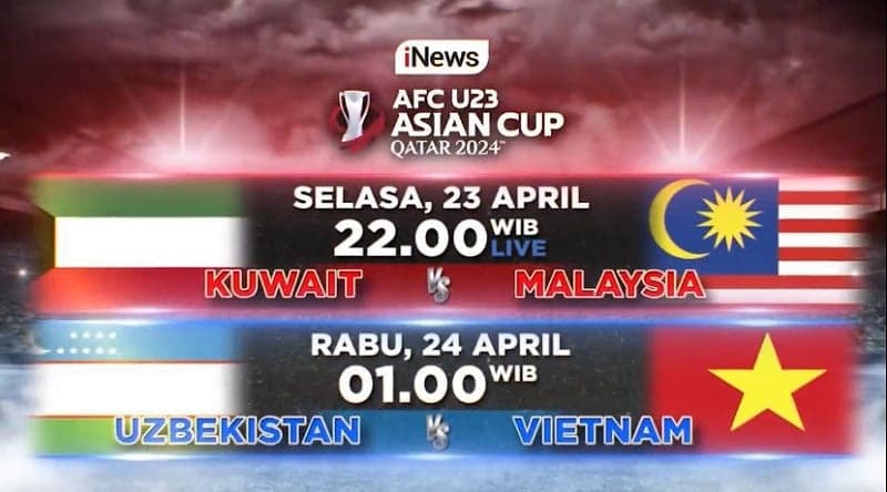 Jadwal Siaran Langsung Piala Asia U-23 2024 Malam Ini: Malaysia Vs Kuwait, Live iNews