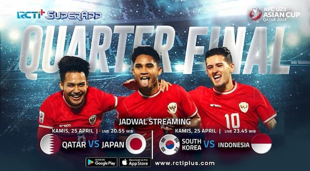 Link Live Streaming Timnas Indonesia Vs Korsel Perempat Final Piala Asia U-23 2024 di RCTI+