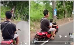 Viral Anak Balita Kendarai Motor di Jalan Raya, Netizen Auto Deg-degan