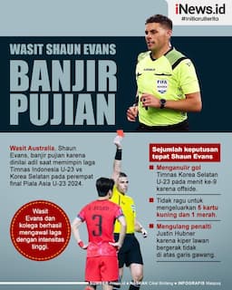 Infografis Wasit Shaun Evans Banjir Pujian usai Pimpin Indonesia vs Korsel