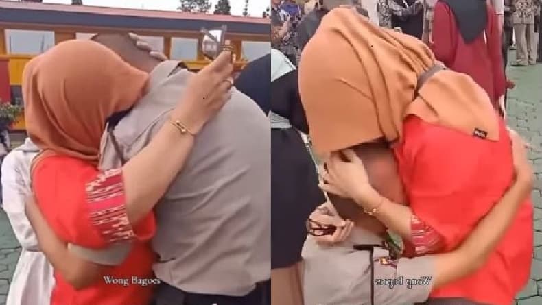 Momen Haru Guru Peluk Bangga Muridnya Yatim Piatu Sukses Jadi Polisi Momen Haru Guru Peluk Bangga Muridnya Yatim Piatu Sukses Jadi Polisi