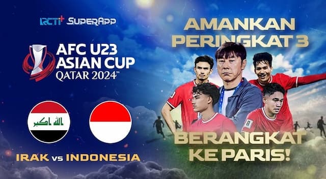 Link Live Streaming Timnas Indonesia Vs Irak Perebutan Peringkat 3 Piala Asia U-23 2024 di RCTI+