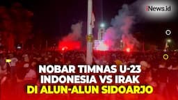 Jelang Pertandingan Timnas U-23 Indonesia vs Irak, Ribuan Warga Serbu Alun-Alun Sidoarjo