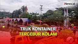 Truk Kontainer Tercebur Kolam di Tengah Kota Tana Toraja