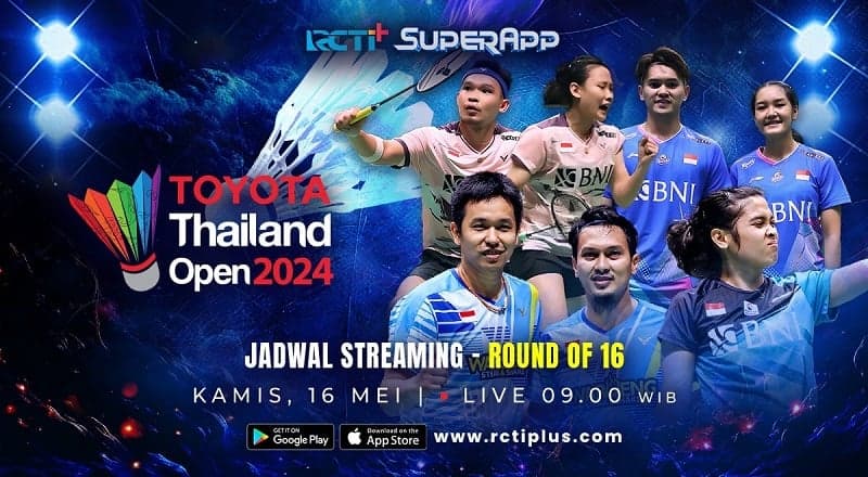 Link Live Streaming Thailand Open 2024 di RCTI+ dari Babak 16 Besar hingga Final Link Live Streaming Thailand Open 2024 di RCTI+ dari Babak 16 Besar hingga Final