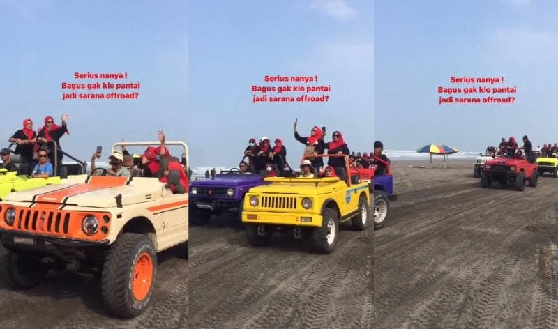 Viral Wisata Mobil Jeep di Parangtritis Ganggu Wisatawan, Netizen: Bisa Kelindes yang Main di Pantai Viral Wisata Mobil Jeep di Parangtritis Ganggu Wisatawan, Netizen: Bisa Kelindes yang Main di Pantai