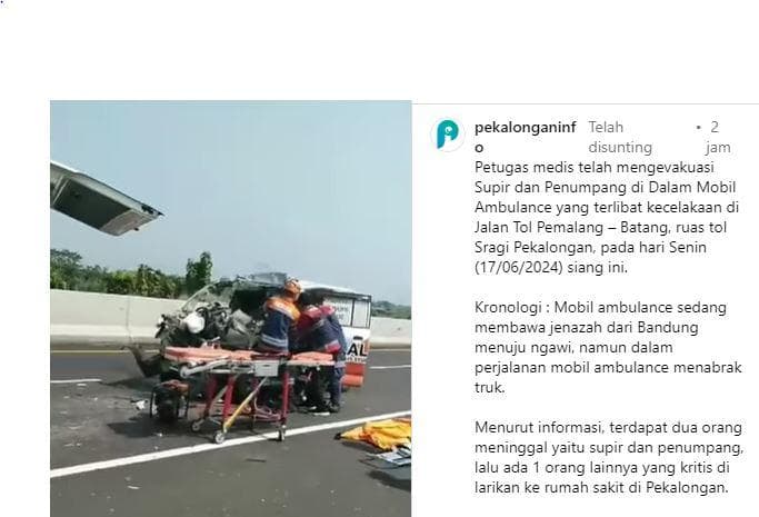 Ambulans Bawa Jenazah Tabrak Truk di Tol Pemalang-Batang, 2 Tewas 1 Kritis Ambulans Bawa Jenazah Tabrak Truk di Tol Pemalang-Batang, 2 Tewas 1 Kritis