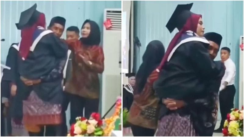 Viral Video Ayah Gendong Anak Perempuannya saat Wisuda, Banjir Air Mata Viral Video Ayah Gendong Anak Perempuannya saat Wisuda, Banjir Air Mata