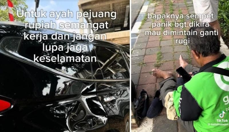 Mobil Penyok Ditabrak Driver Ojol, Respons Pengendara Ini Bikin Netizen Haru Mobil Penyok Ditabrak Driver Ojol, Respons Pengendara Ini Bikin Netizen Haru