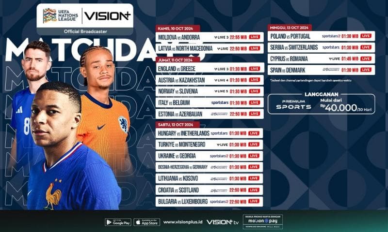 Jadwal dan Link Live Streaming Matchday 3 UEFA Nations League di Vision+ Jadwal dan Link Live Streaming Matchday 3 UEFA Nations League di Vision+