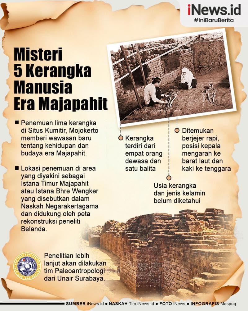 Infografis Misteri Penemuan 5 Kerangka Manusia Era Majapahit Infografis Misteri Penemuan 5 Kerangka Manusia Era Majapahit