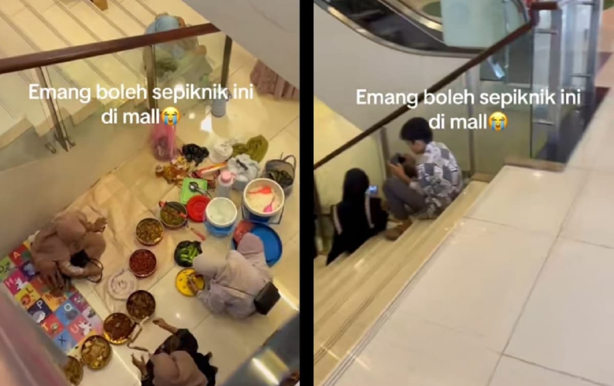 Viral Ibu-ibu Santai Piknik Gelar Tikar di Mall, Netizen: Aneh Viral Ibu-ibu Santai Piknik Gelar Tikar di Mall, Netizen: Aneh