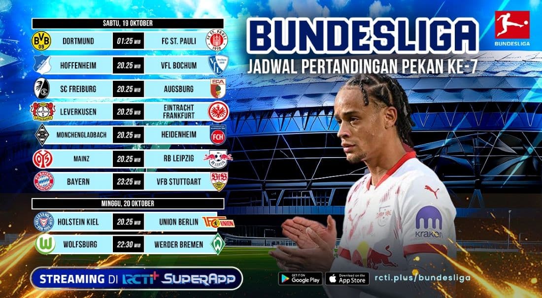 Jadwal dan Link Live Streaming Bundesliga Pekan Ke-7 di RCTI+: Ada Bayern Munich vs Stuttgart Jadwal dan Link Live Streaming Bundesliga Pekan Ke-7 di RCTI+: Ada Bayern Munich vs Stuttgart