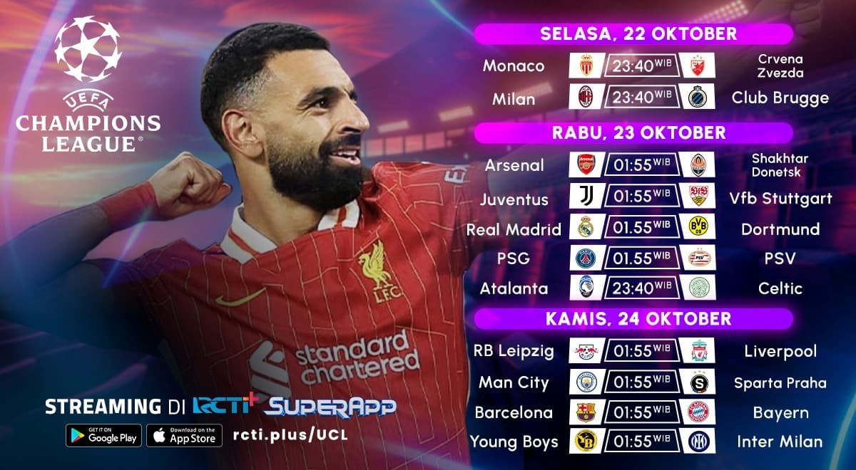 Link Live Streaming Matchday 3 Liga Champions 2024-2025 di RCTI+, Ada Barcelona vs Bayern Munich Link Live Streaming Matchday 3 Liga Champions 2024-2025 di RCTI+, Ada Barcelona vs Bayern Munich