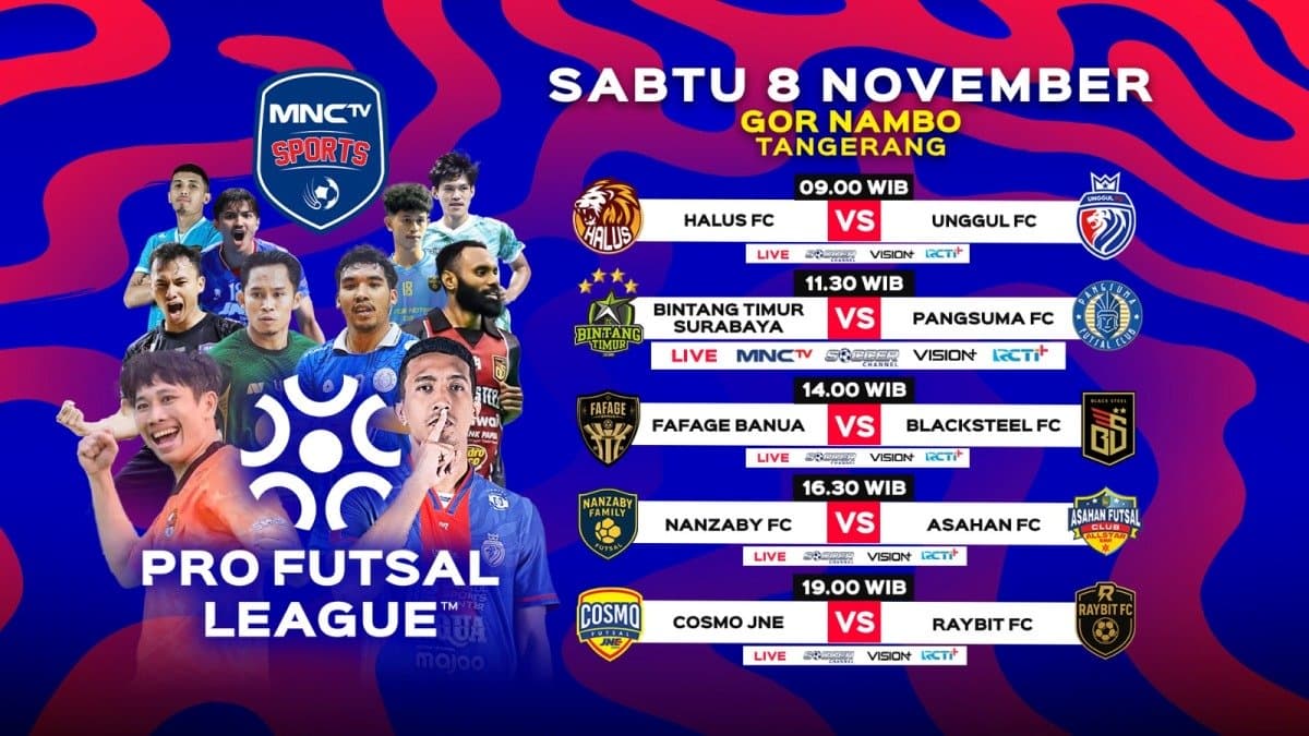Live MNCTV! Jadwal Siaran Langsung Pekan 5 Pro Futsal League Indonesia 2025-2026: Bintang Timur Surabaya vs Pangsuma FC! Live MNCTV! Jadwal Siaran Langsung Pekan 5 Pro Futsal League Indonesia 2025-2026: Bintang Timur Surabaya vs Pangsuma FC!