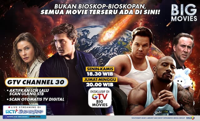 GTV Big Movies Hadir dengan Kualitas Gambar Super Jernih di Channel 30 GTV Big Movies Hadir dengan Kualitas Gambar Super Jernih di Channel 30