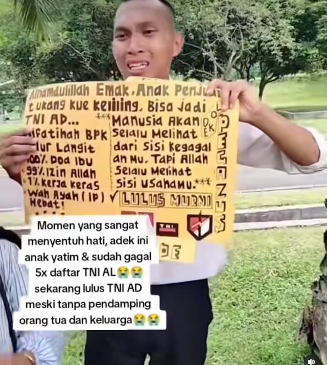 Kisah Haru Anak Yatim Lulus Seleksi TNI AD Setelah Gagal 5 Kali, Telepon Ibunya Sambil Menangis Kisah Haru Anak Yatim Lulus Seleksi TNI AD Setelah Gagal 5 Kali, Telepon Ibunya Sambil Menangis