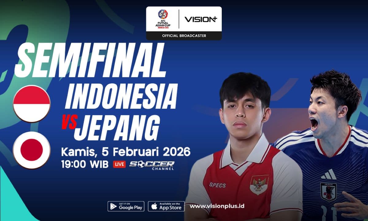 Link Live Streaming Timnas Futsal Indonesia vs Jepang di Semifinal Piala Asia Futsal 2026 di Vision+ Link Live Streaming Timnas Futsal Indonesia vs Jepang di Semifinal Piala Asia Futsal 2026 di Vision+