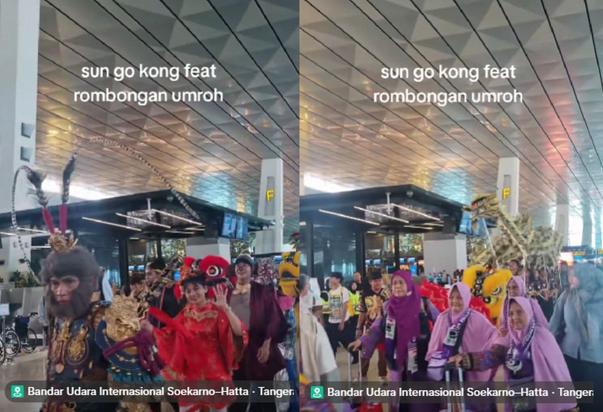 Viral, Barongsai Dipimpin Sun Go Kong Beriringan dengan Rombongan Umrah Viral, Barongsai Dipimpin Sun Go Kong Beriringan dengan Rombongan Umrah