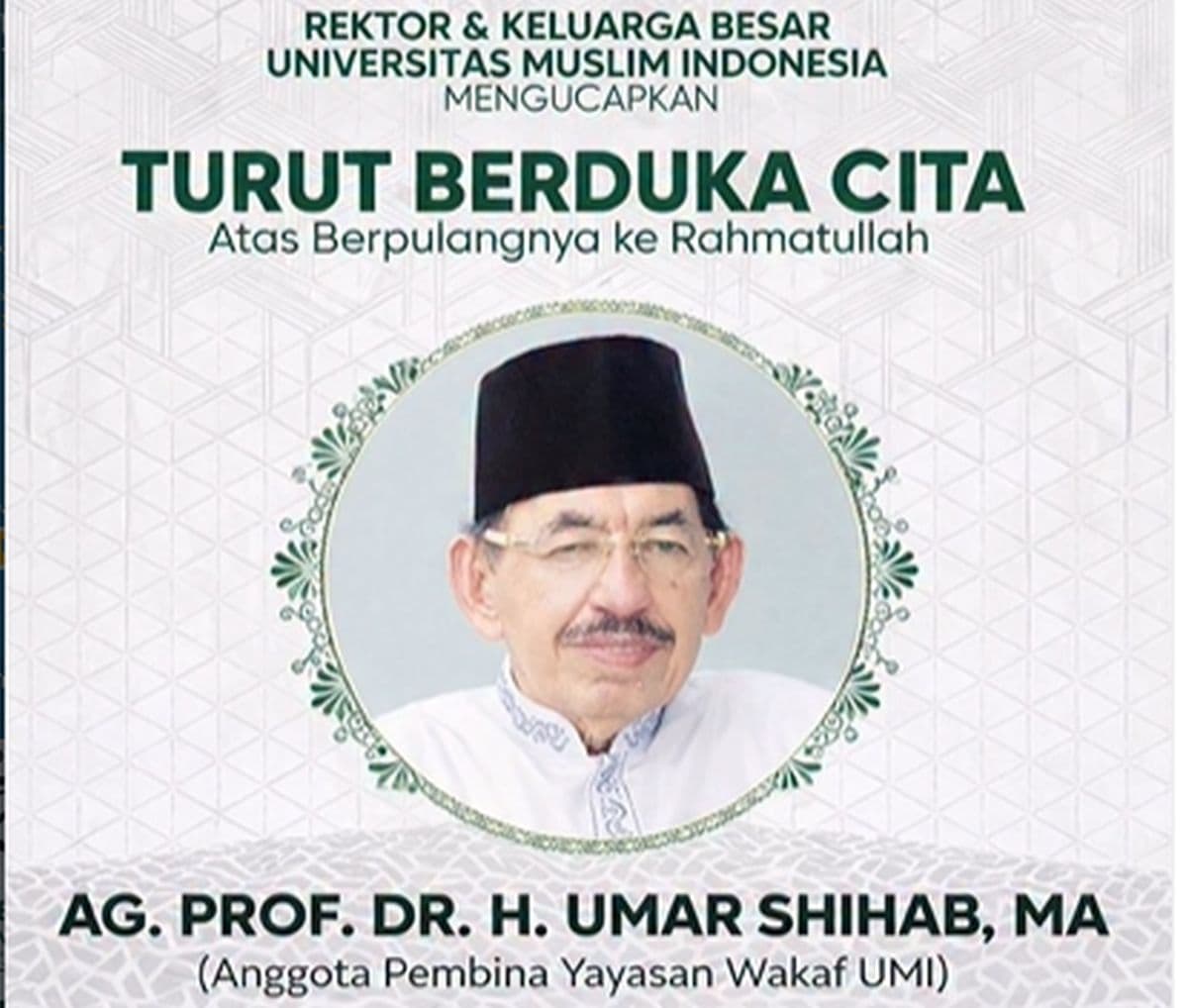 Ulama Umar Shihab, Kakak Quraish Shihab Wafat di Usia 86 Tahun Ulama Umar Shihab, Kakak Quraish Shihab Wafat di Usia 86 Tahun