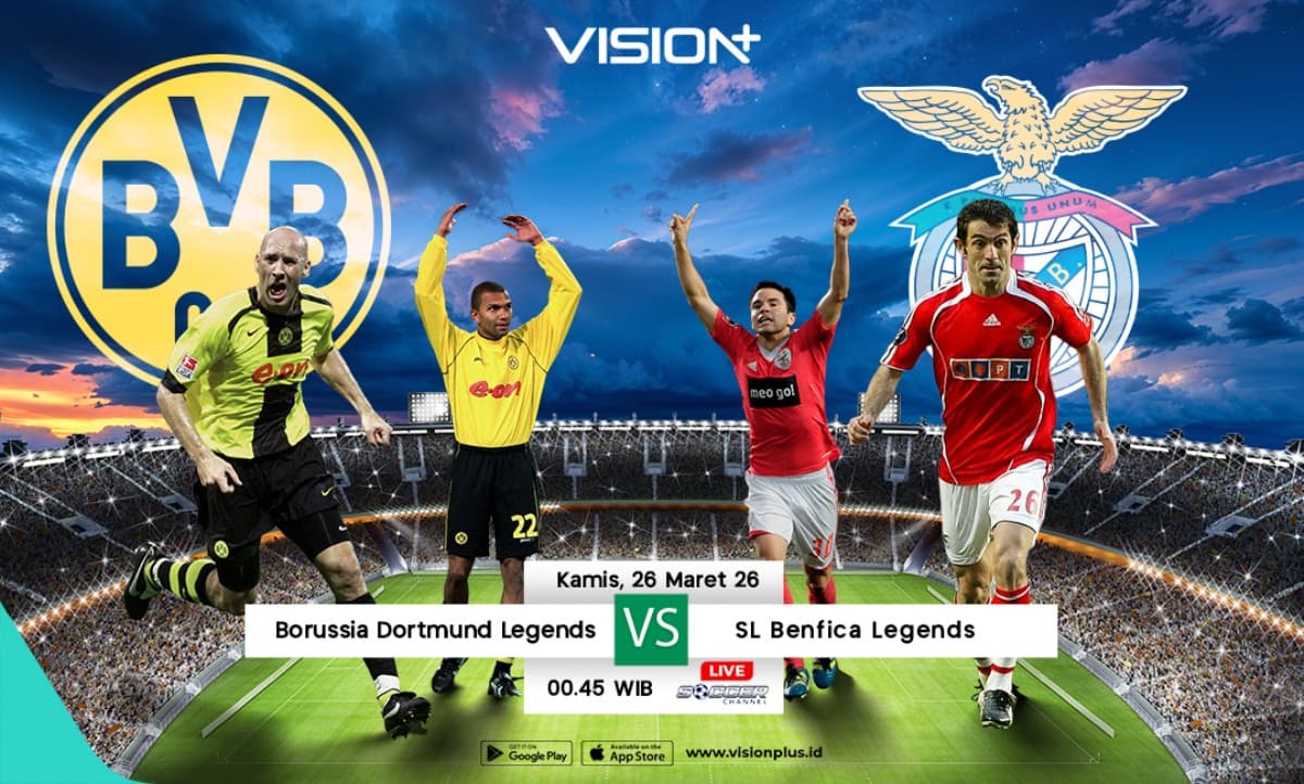Jadwal dan Link Live Streaming Borussia Dortmund Legends vs Benfica Legends di Vision+ Jadwal dan Link Live Streaming Borussia Dortmund Legends vs Benfica Legends di Vision+