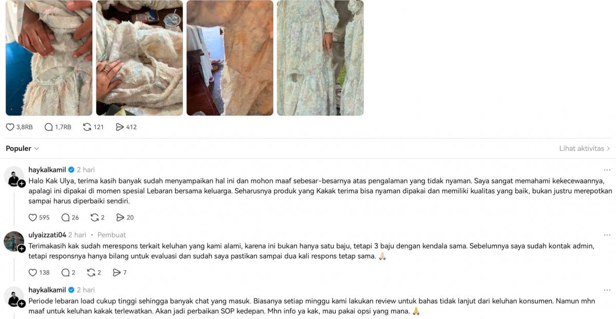 Viral Baju Lebaran Brand Zaskia Mecca Dikomplain, Ini Penjelasan Haykal Kamil Viral Baju Lebaran Brand Zaskia Mecca Dikomplain, Ini Penjelasan Haykal Kamil