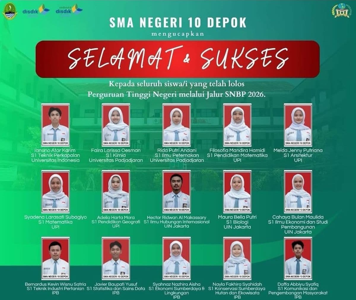 23 Siswa SMAN 10 Depok Lolos SNBP 2026, Tembus PTN Favorit! 23 Siswa SMAN 10 Depok Lolos SNBP 2026, Tembus PTN Favorit!