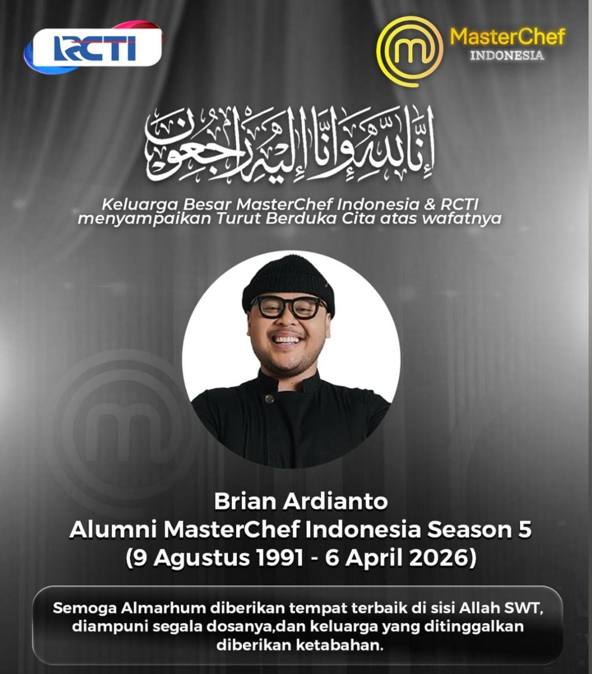 Brian Ardianto MasterChef Indonesia Season 5 Meninggal Dunia Brian Ardianto MasterChef Indonesia Season 5 Meninggal Dunia