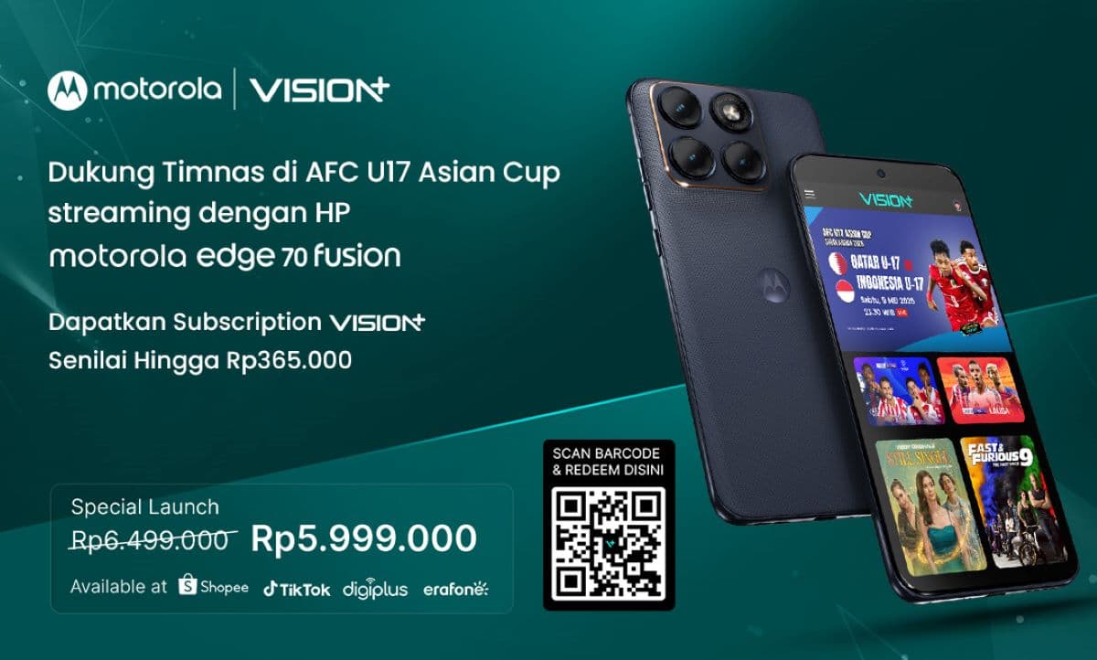 Saksikan Laga Timnas Indonesia U-17 vs Qatar U-17 di VISION+ Pakai Motorola Edge 70 Fusion! Saksikan Laga Timnas Indonesia U-17 vs Qatar U-17 di VISION+ Pakai Motorola Edge 70 Fusion!