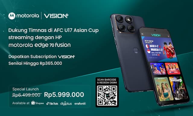 Saksikan Laga Timnas Indonesia U-17 vs Qatar U-17 di VISION+ Pakai Motorola Edge 70 Fusion! Saksikan Laga Timnas Indonesia U-17 vs Qatar U-17 di VISION+ Pakai Motorola Edge 70 Fusion!