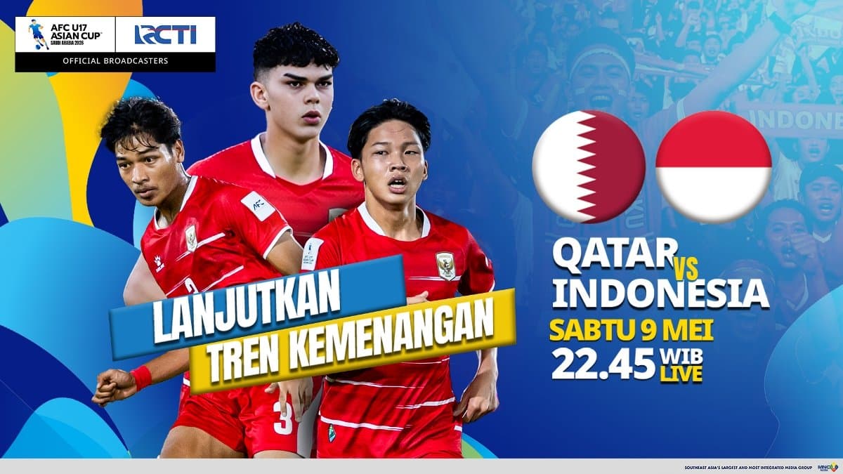 Live Malam Hari di RCTI! Jadwal Siaran Langsung Timnas Indonesia U-17 vs Qatar di Piala Asia U-17 2026 Live Malam Hari di RCTI! Jadwal Siaran Langsung Timnas Indonesia U-17 vs Qatar di Piala Asia U-17 2026