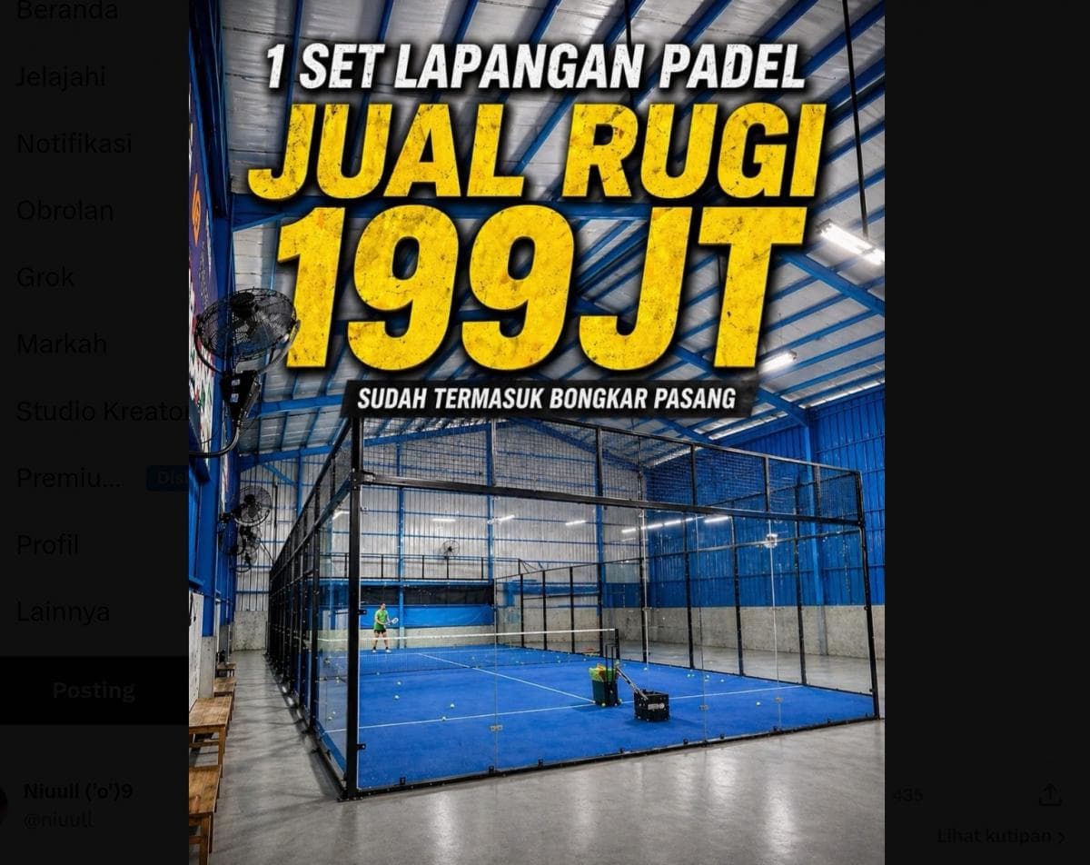 Viral Lapangan Padel Dijual Murah! Trennya Memudar? Viral Lapangan Padel Dijual Murah! Trennya Memudar?