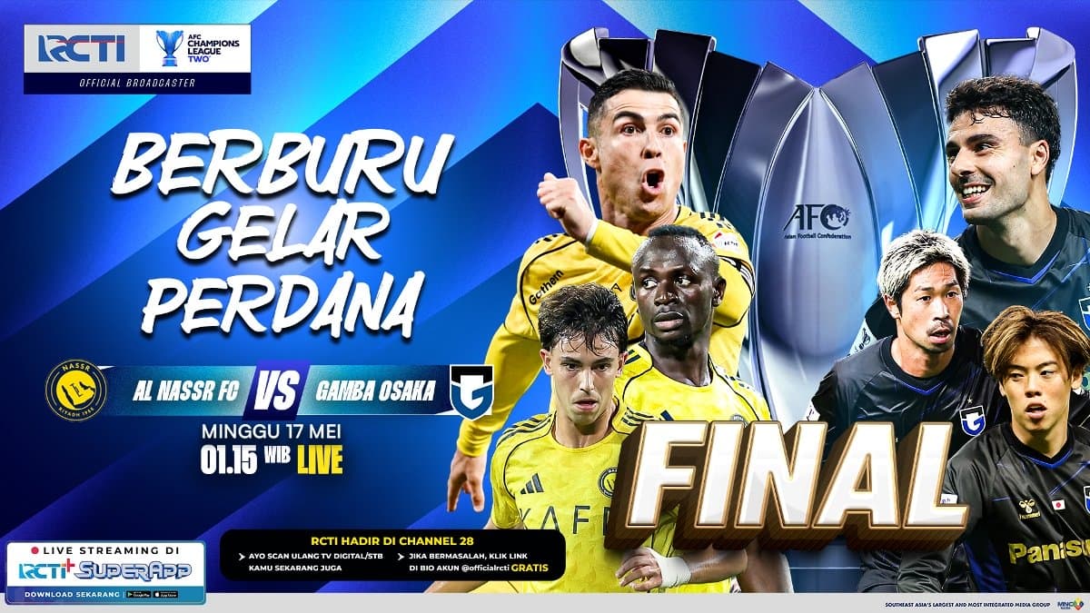 Live RCTI Dini Hari! Ini Jadwal Siaran Langsung Al Nassr vs Gamba Osaka di Final AFC Champions League 2 2025-2026 Live RCTI Dini Hari! Ini Jadwal Siaran Langsung Al Nassr vs Gamba Osaka di Final AFC Champions League 2 2025-2026
