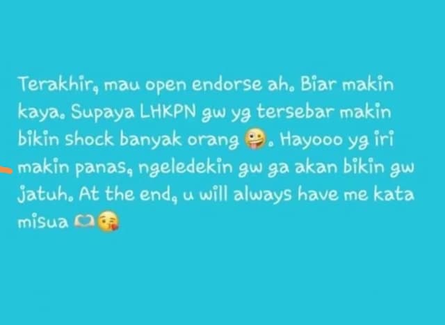 Viral! Indri Wahyuni Juri LCC MPR Diduga Curhat di WA Story: Bahas Buka Endorse, Biar Makin Kaya Viral! Indri Wahyuni Juri LCC MPR Diduga Curhat di WA Story: Bahas Buka Endorse, Biar Makin Kaya