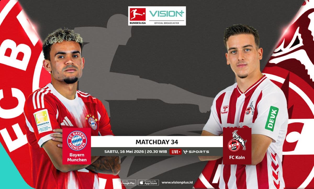 Jadwal dan Link Streaming Bayern Munich vs FC Koln di Bundesliga 2025-2026, Live di Vision+ Jadwal dan Link Streaming Bayern Munich vs FC Koln di Bundesliga 2025-2026, Live di Vision+