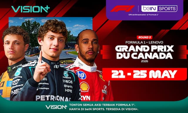 Formula 1 2026 Masuk Seri Kanada, Saksikan Live Streamingnya di VISION+ Formula 1 2026 Masuk Seri Kanada, Saksikan Live Streamingnya di VISION+