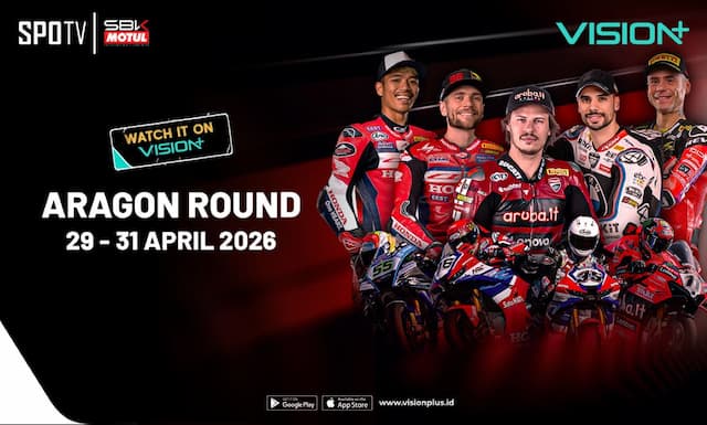 Jadwal dan Link Live Streaming WorldSBK Aragon 2026 di VISION+, Klik di Sini! Jadwal dan Link Live Streaming WorldSBK Aragon 2026 di VISION+, Klik di Sini!