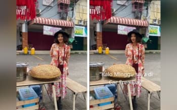 Viral Pedagang Ketupat Rendang Cantik di Bekasi, Gayanya Fashionable Abis!