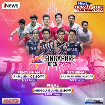 Jadwal Siaran Langsung Singapore Open 2023 Hari Ini LIVE di iNews: 10 Wakil Indonesia Siap Rebut Tiket ke Perempatfinal