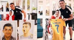 Gambar Potret Unik dengan Kakinya, Gadis Iran Bertemu Idolanya Cristiano Ronaldo