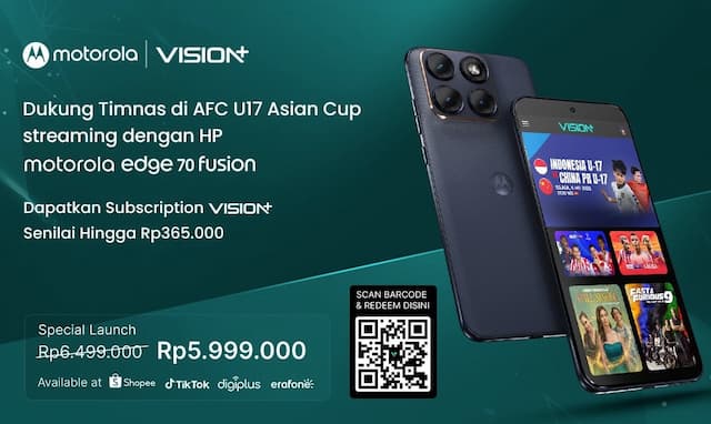 Nonton AFC U17 di VISION+ Lebih Seru dengan Handphone Motorola Edge 70 Fusion Nonton AFC U17 di VISION+ Lebih Seru dengan Handphone Motorola Edge 70 Fusion