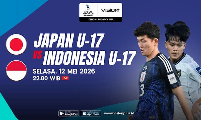 Timnas Jepang vs Indonesia U17: Jadwal Tayang dan Cara Nonton di VISION+ Timnas Jepang vs Indonesia U17: Jadwal Tayang dan Cara Nonton di VISION+