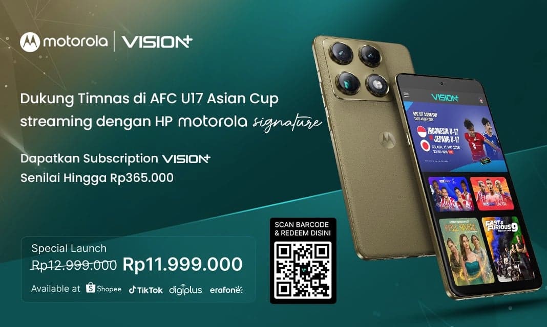 Dukung Garuda Muda! Nonton Jepang vs Indonesia U17 di VISION+ Pakai Motorola Signature Dukung Garuda Muda! Nonton Jepang vs Indonesia U17 di VISION+ Pakai Motorola Signature