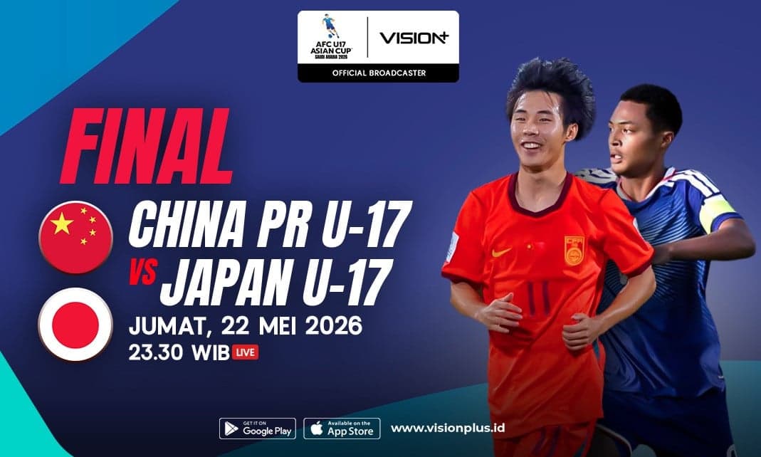 Perebutan Gelar AFC U17 Asian Cup 2026, Streaming Final China vs Jepang di VISION+ Perebutan Gelar AFC U17 Asian Cup 2026, Streaming Final China vs Jepang di VISION+
