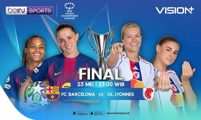 Perebutan Gelar UEFA Womens Champions League 2025/26: Barcelona vs Lyon Tayang di VISION+ Perebutan Gelar UEFA Womens Champions League 2025/26: Barcelona vs Lyon Tayang di VISION+