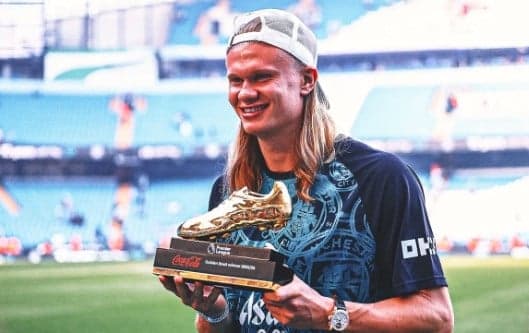 Erling Haaland Cetak Sejarah, Raih Sepatu Emas Liga Inggris untuk Ketiga Kalinya Erling Haaland Cetak Sejarah, Raih Sepatu Emas Liga Inggris untuk Ketiga Kalinya