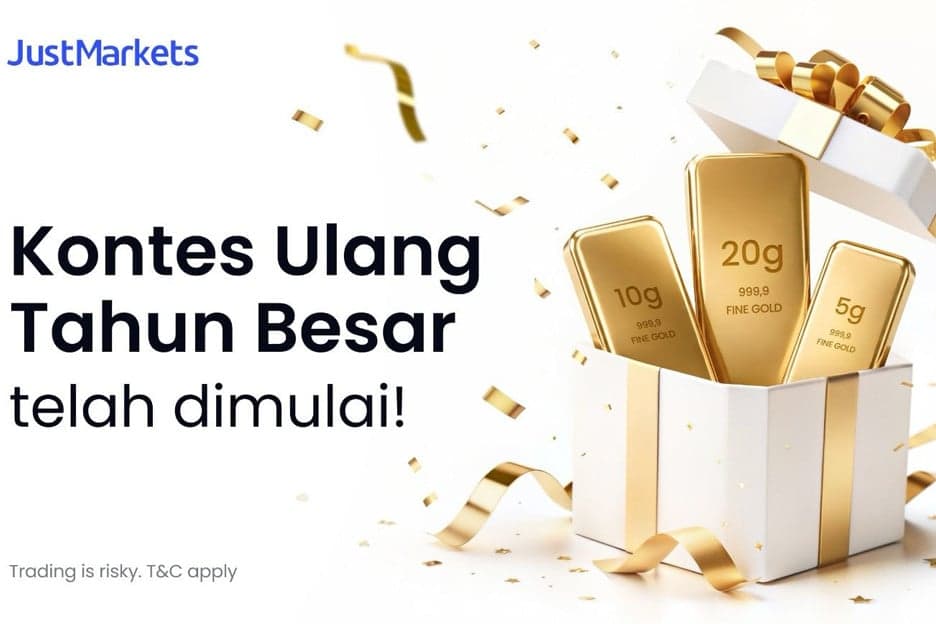 HUT ke-14, JustMarkets Bagi-bagi Emas Batangan dan Total Hadiah USD50.000+ HUT ke-14, JustMarkets Bagi-bagi Emas Batangan dan Total Hadiah USD50.000+